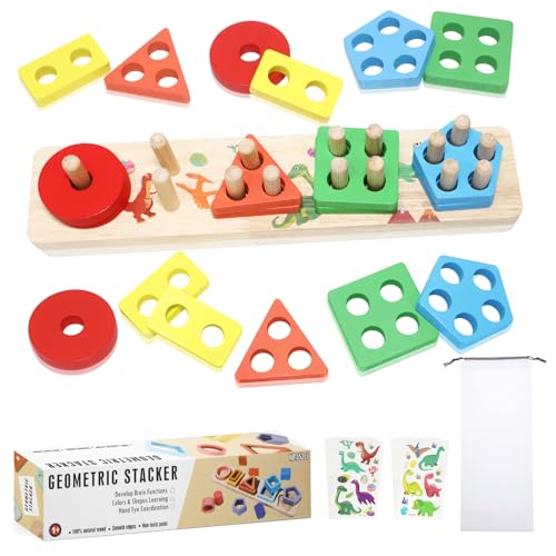Montessori Spielzeug ab 1 Jahr - Holz Sortier & Stapelspielzeug, 1 2 3 Jahre - Aktivitäts & Entwicklungsspielzeug aus Holz – Montessori - Lernspielzeug für Kleinkinder - Montessori Toys Toddler Gift von HNCY