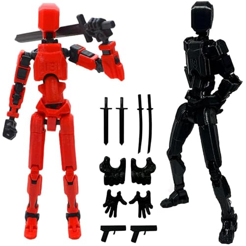 T13-Figur, 3D-Titanen, Titan 13-Actionfigur, T13-Actionfigur, mehrgelenkiger beweglicher Roboter mit 3D-Gedruckter Schaufensterpuppe – Lucky 13 Action (Black+red) von HNIEHEDT