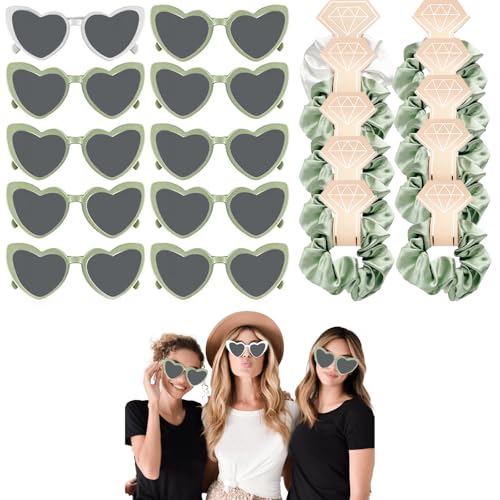 HNLMZ Junggesellenabschied Herz Brille Set,Bride Partybrille Herz Sonnenbrille,10 Stück Junggesellinnenabschied Herzbrillen und 10 Stück Haargummi,Herzförmige Brille für JGA und Hochzeiten Deko(Grün) HNLMZ Junggesellenabschied Herz Brille Set,Bride Partybrille Herz Sonnenbrille,10 Stück Junggesellinnenabschied Herzbrillen und 10 Stück Haargummi,Herzförmige Brille für JGA und Hochzeiten Deko(Grün) von HNLMZ