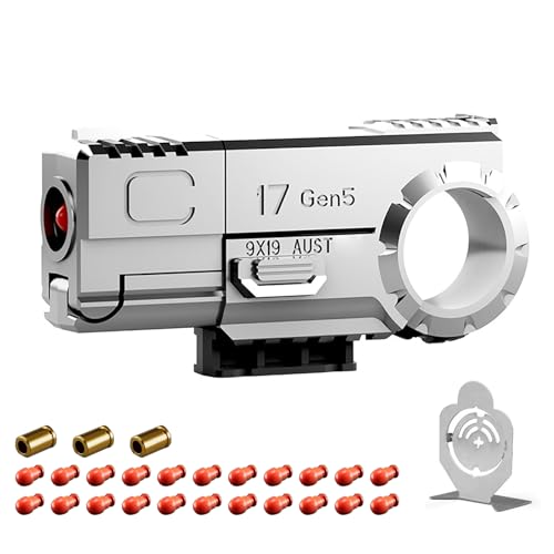 HNSYPX Fidget Soft Bullet Guns Toy +20 Weiche Kugel,Kreativ Anti Stress Spielzeug EDC Mini Zum Mitnehmen,Antistress Spielzeug Material Legierung Multifunktionell Modisch (Silver) von HNSYPX