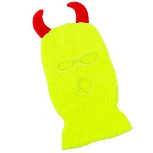 HNsdsvcd Cool Devil Horn Facecover Gestrickte Balaklava Kappen Für Frauen Männer Winter Erwachsene Halloween Kostüm Rollenspielkappen von HNsdsvcd