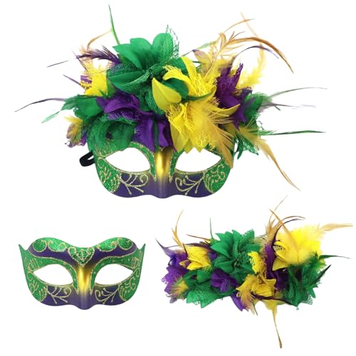 HNsdsvcd Frauen Gefiederte Maskerademaske Venezianer Maske Halloween Mardi Gras Kostüme Hochzeitsfeier Bälle Prom Augenmaske von HNsdsvcd