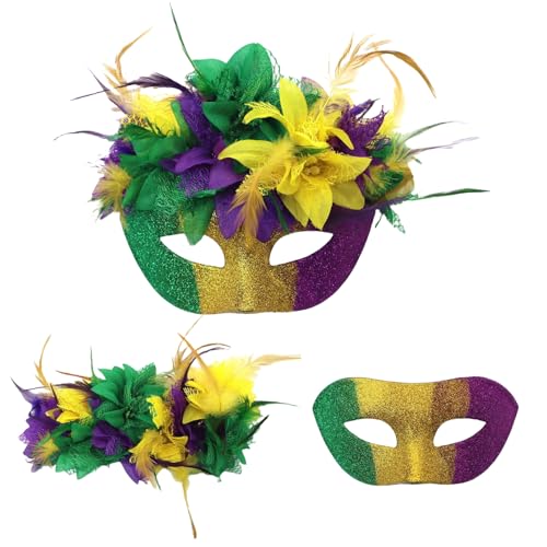 HNsdsvcd Frauen Gefiederte Maskerademaske Venezianer Maske Halloween Mardi Gras Kostüme Hochzeitsfeier Bälle Prom Augenmaske von HNsdsvcd