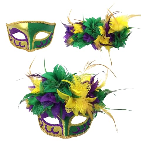 HNsdsvcd Frauen Gefiederte Maskerademaske Venezianer Maske Halloween Mardi Gras Kostüme Hochzeitsfeier Bälle Prom Augenmaske von HNsdsvcd