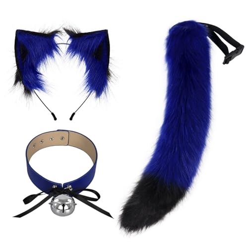 HNsdsvcd Handgefertigte Plüschfüchse Katzenohren Stirnband Kunstpelze Schwanzhärke Für Halloween Cosplay Party Kostüme Accessoires Kinder Erwachsene von HNsdsvcd