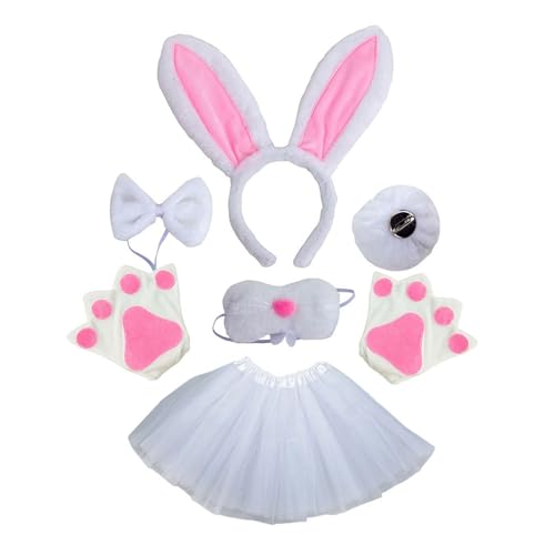 HNsdsvcd Osterhasen Kostümzubehör Set Ohren Stirnband Bowtie Schwanzhandschuhe Zubehör Kaninchen Kostüm Für Kleinkinder von HNsdsvcd