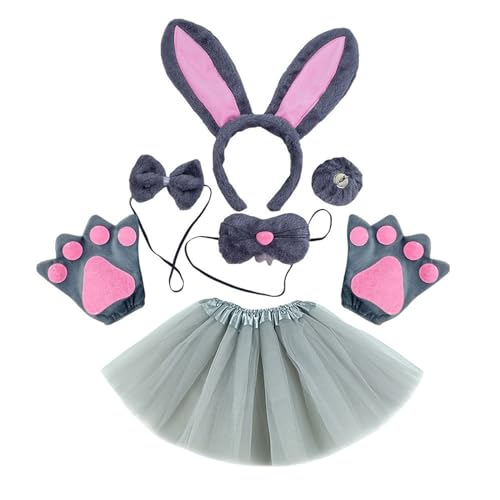 HNsdsvcd Osterhasen Kostümzubehör Set Ohren Stirnband Bowtie Schwanzhandschuhe Zubehör Kaninchen Kostüm Für Kleinkinder von HNsdsvcd