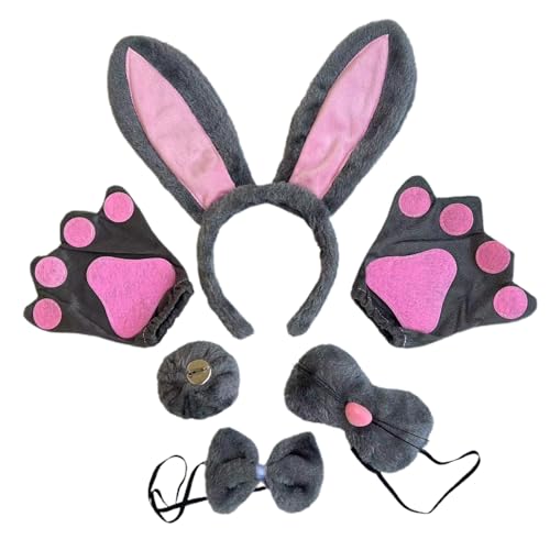 HNsdsvcd Osterhasen Kostümzubehör Set Ohren Stirnband Bowtie Schwanzhandschuhe Zubehör Kaninchen Kostüm Für Kleinkinder von HNsdsvcd