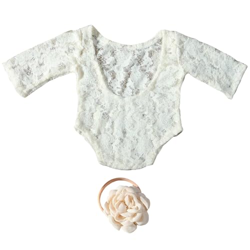 HNsdsvcd Spitzenblumenkleidung Und Kopfstücksfoto Requisiten Für 0-1 Monate Baby Neugeborene Fotografie Kostüm Fotoshooting Accessoire 2pcs von HNsdsvcd