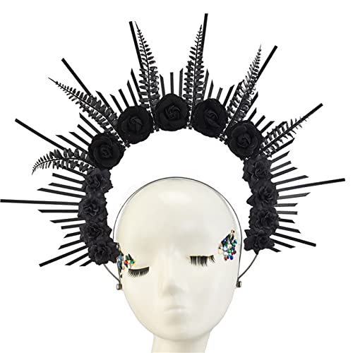 HaloCrown Haarreif mit Gothic-Blume, Kopfschmuck, mit Stacheln, Kopfschmuck mit Stacheln von HNsdsvcd