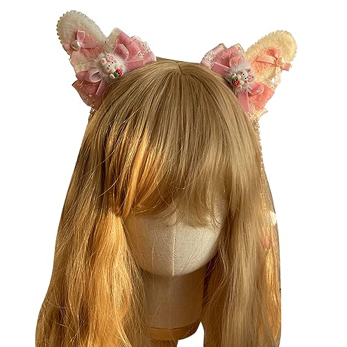 Hübsche Hasen-Haarspange für Mädchen, Bowler-Hut, Kaninchen, Neujahrs-Kopfschmuck mit Quasten, Schleifenband, Perlen, Kaninchen-Thema, Hasen-Haarspange von HNsdsvcd