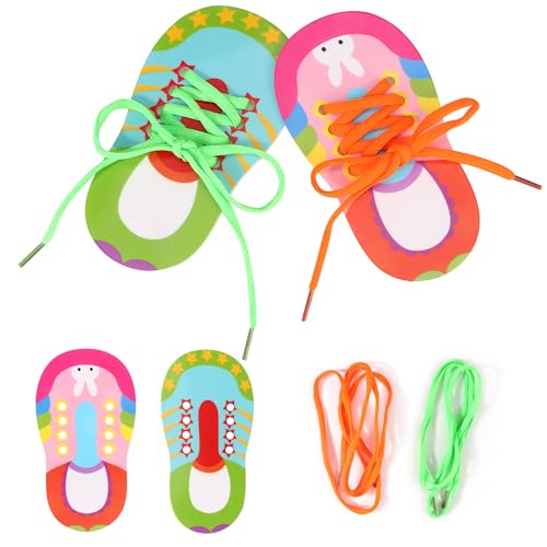 HO-SFSM 2 Stück Schnürsenkel-Spielzeug, übt das Binden von Schnürsenkeln, Fädelschuh Fädelspiel Schnürschuhe Lernwerkzeug Motorik Spielzeug für Kinder Kleinkind von HO-SFSM