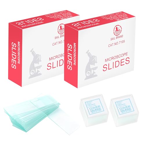 100 Stück Mikroskop Objektträger 25,4 x 76,2 mm und 200 Stück Deckgläser 18x18mm für Labor Biologie Wissenschaft Studium 100 Stück Mikroskop Objektträger 25,4 x 76,2 mm und 200 Stück Deckgläser 18x18mm für Labor Biologie Wissenschaft Studium von HO-SFSM