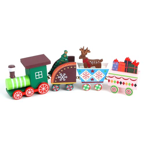 HO-SFSM Weihnachtszug Holz, Mini Zug Weihnachtsbaum, Kinder Miniatur Zug Ornamente, Kinder Weihnachtsdeko Weihnachtsspielzug Spielzeug aus Holz Festliche Ornament Geschenk von HO-SFSM