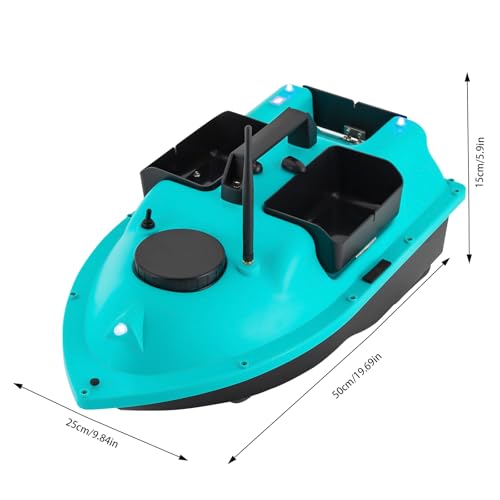 HOARLICN Futterboot mit GPS, Futterboot Angeln 25 X 50 X 15cm mit 2 X 5200mah Li-Ion Batterien Fernsteuerung 90 Minuten 2kg Sandstrahlverfahren fur Flüssen, Seen (Blau) von HOARLICN