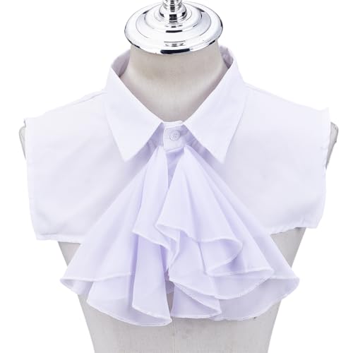 HOBBIESAY 1 Stück Viktorianischer Kolonial Jabot Kragen Weißer Falscher Kragen Abnehmbarer Gerüschter Falscher Kragen Polyester Kragen Kostümzubehör Für Frauen Halloween Outfits Cosplay Verkleidung von HOBBIESAY