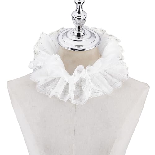 HOBBIESAY 1 Stück Vintage Spitzenkragen Mit Rüschen Netz Halskrause Abnehmbarer Kragen Clown Kostüm Zubehör Weiß Für Damen Und Herren Outfits Cosplay Kostüm HOBBIESAY 1 Stück Vintage Spitzenkragen Mit Rüschen Netz Halskrause Abnehmbarer Kragen Clown Kostüm Zubehör Weiß Für Damen Und Herren Outfits Cosplay Kostüm von HOBBIESAY