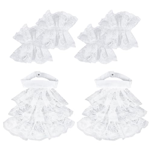 HOBBIESAY 2 Set Jabot Manschetten Set Weißer Spitzenkragen Mit Rüschen Unisex Spitzen Jabot Kragen Und Manschetten Kostüm Zubehör Für Frauen Und Männer Halloween Cosplay Verkleidung HOBBIESAY 2 Set Jabot Manschetten Set Weißer Spitzenkragen Mit Rüschen Unisex Spitzen Jabot Kragen Und Manschetten Kostüm Zubehör Für Frauen Und Männer Halloween Cosplay Verkleidung von HOBBIESAY