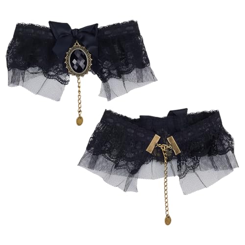 HOBBIESAY 2 Stück Schwarzer Gothic Rüschenkragen Renaissance Tüll Rüschenkragen Rüschenhals Falsche Kragen Mit Strass Viktorianisches Halskostüm Für Damen Halloween Outfits Cosplay Kostüm HOBBIESAY 2 Stück Schwarzer Gothic Rüschenkragen Renaissance Tüll Rüschenkragen Rüschenhals Falsche Kragen Mit Strass Viktorianisches Halskostüm Für Damen Halloween Outfits Cosplay Kostüm von HOBBIESAY