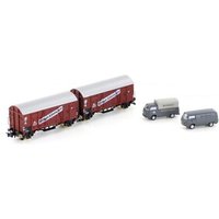 HOBBYTRAIN H24906 N 2er Set Oppeln "Stückgut Schnellverkehr" und 2 x VW Bus, DB, Ep. III von HOBBYTRAIN