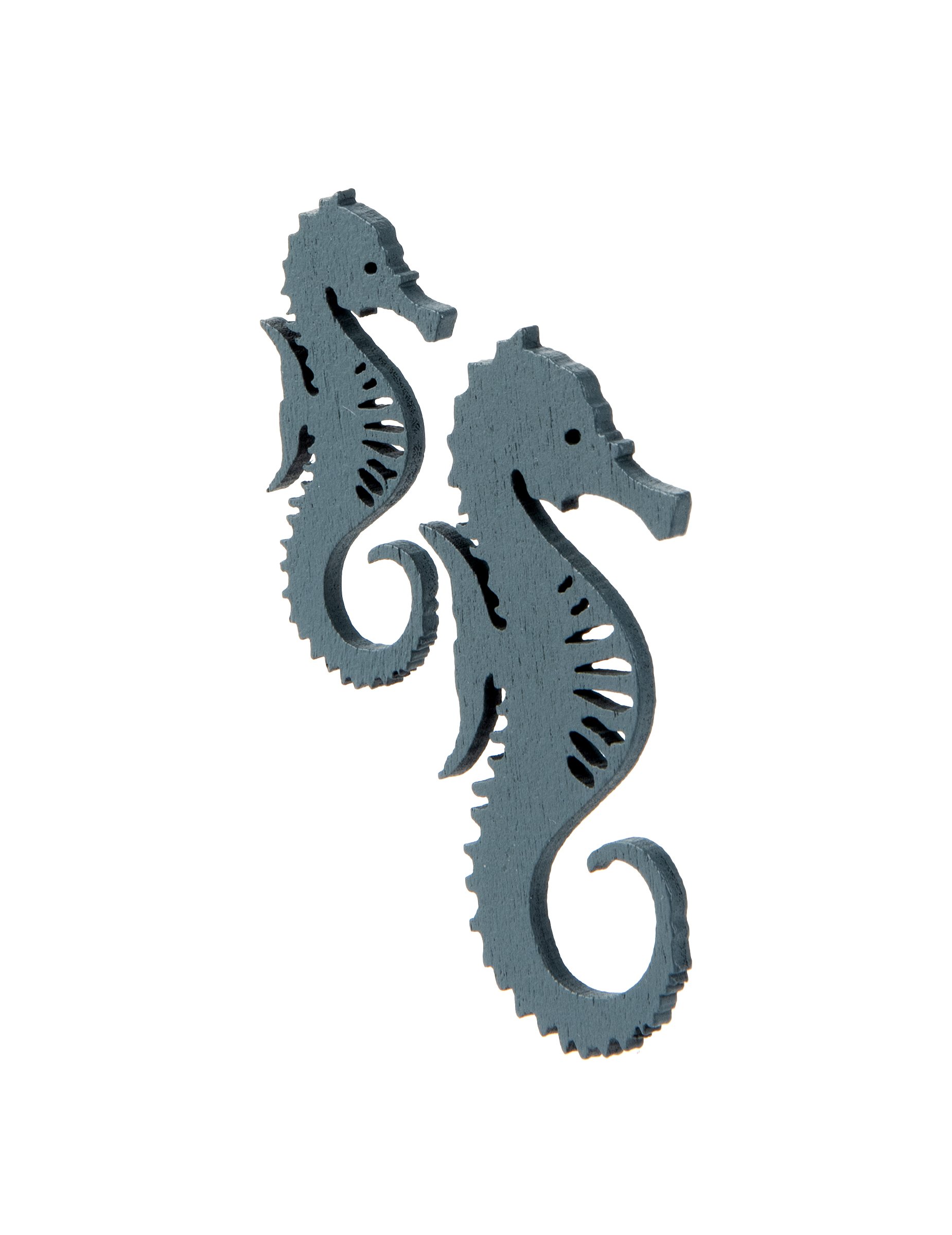 10 Streudeko Seepferdchen aus Holz, blau, 6 und 4,5 cm von HOBI