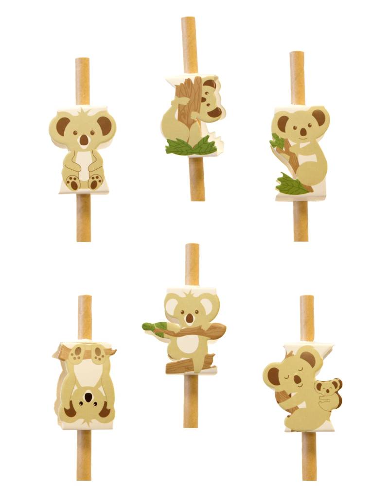 12 Koala Strohhalm-Deko aus Papier 3,5 cm 12 Koala Strohhalm-Deko aus Papier 3,5 cm von HOBI