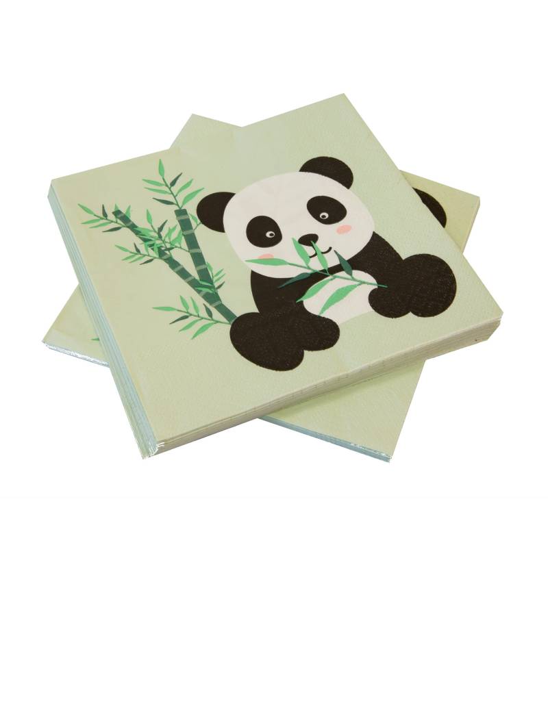20 Panda Papierservietten 33 x 33 cm Pastellgrün 20 Panda Papierservietten 33 x 33 cm Pastellgrün von HOBI