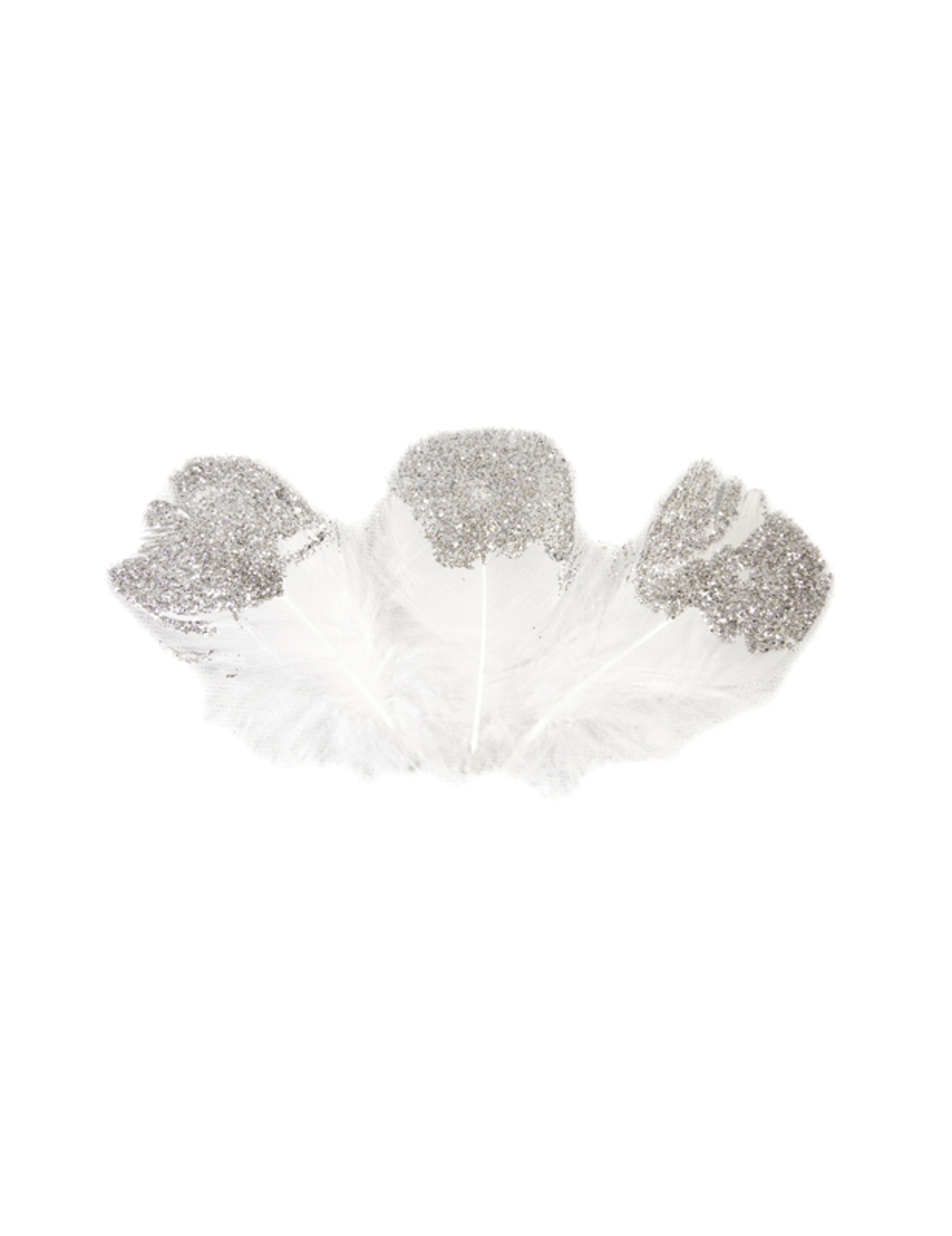 25 weiße und silberne Glitzer-Federn 7,5 cm für Dekoration 25 weiße und silberne Glitzer-Federn 7,5 cm für Dekoration von HOBI