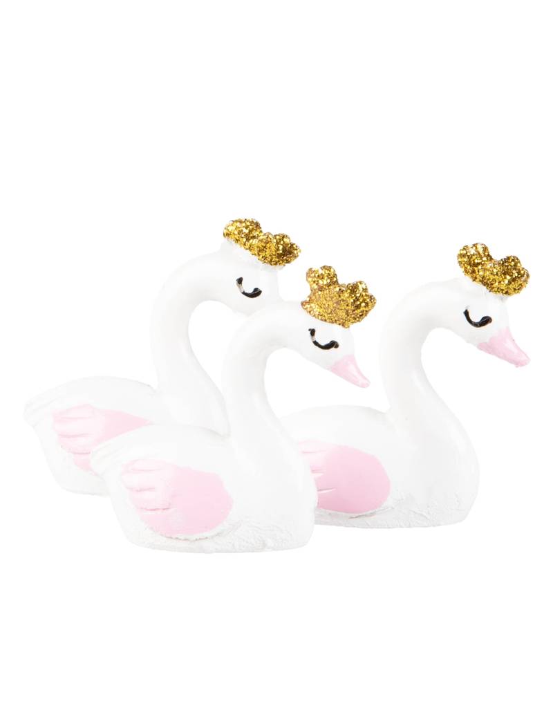 3 Deko-Figuren Schwan Rosa + Gold 3,8cm Babyparty 3 Deko-Figuren Schwan Rosa + Gold 3,8cm Babyparty von HOBI