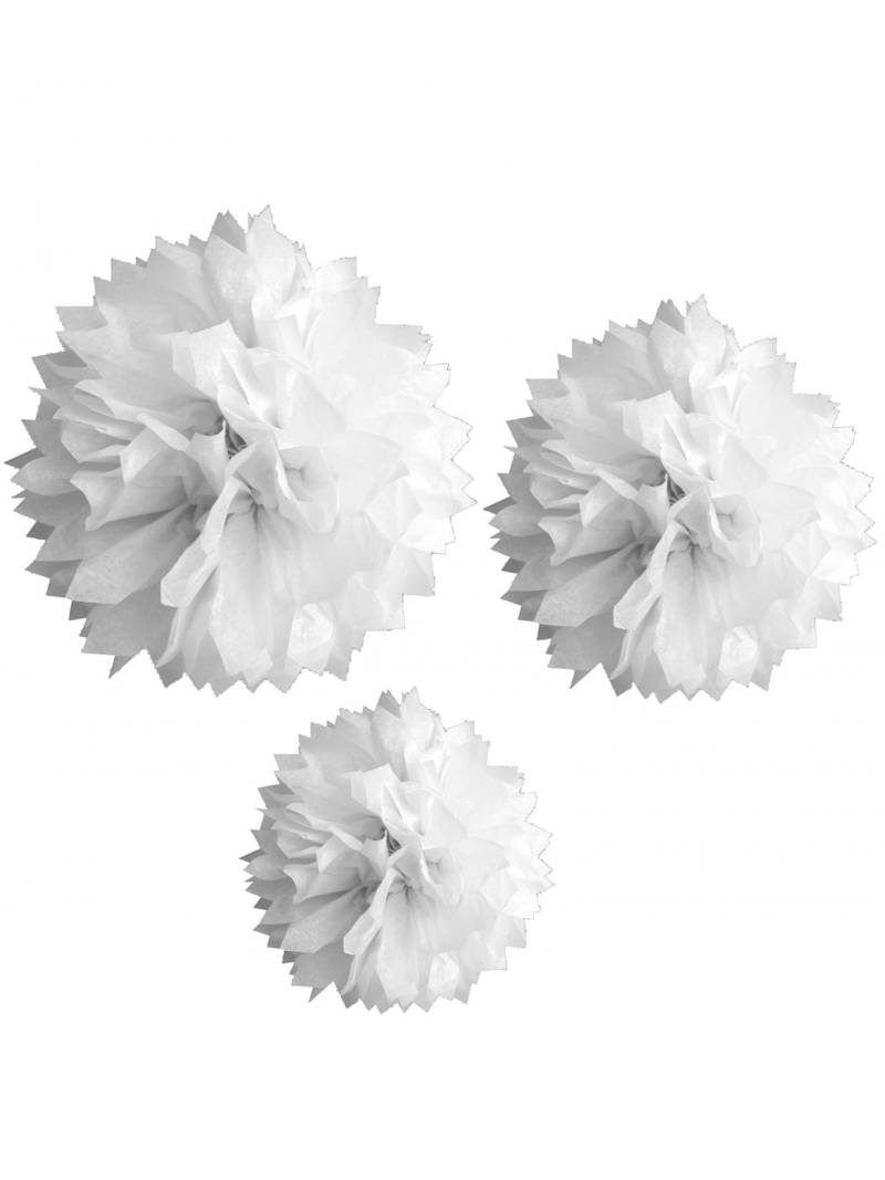 3 Papier-Pompons Weiß Set weiß von HOBI
