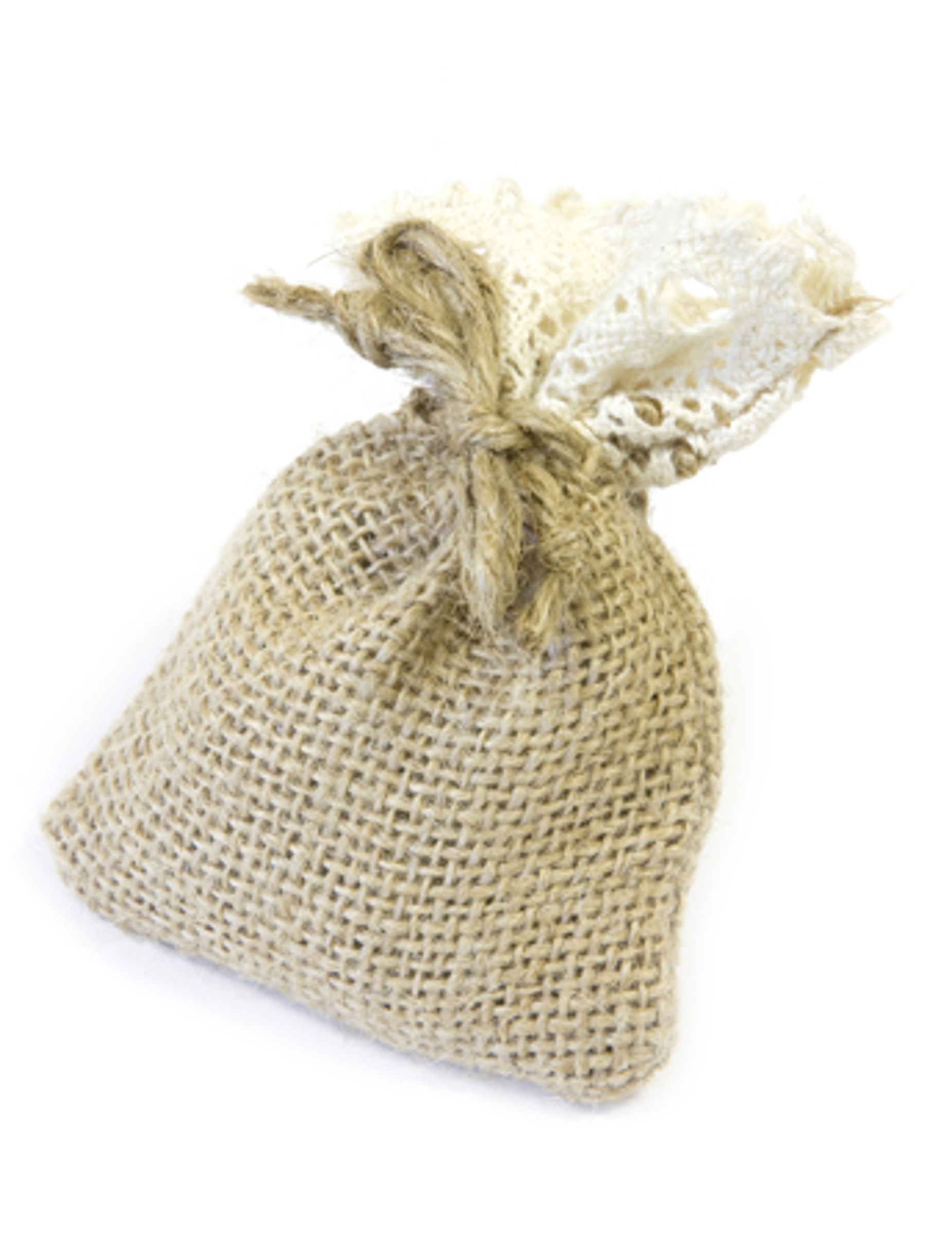 4 Jutesäckchen mit Spitze 8 x 10 cm Weiß von HOBI