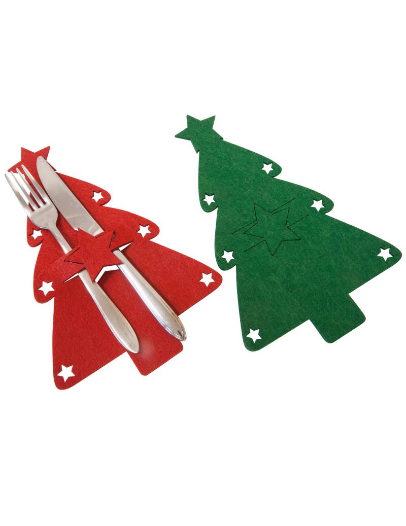 4er Set Filz-Bestecktaschen Tannenbaum 26 cm Weihnachtsdeko 4er Set Filz-Bestecktaschen Tannenbaum 26 cm Weihnachtsdeko von HOBI