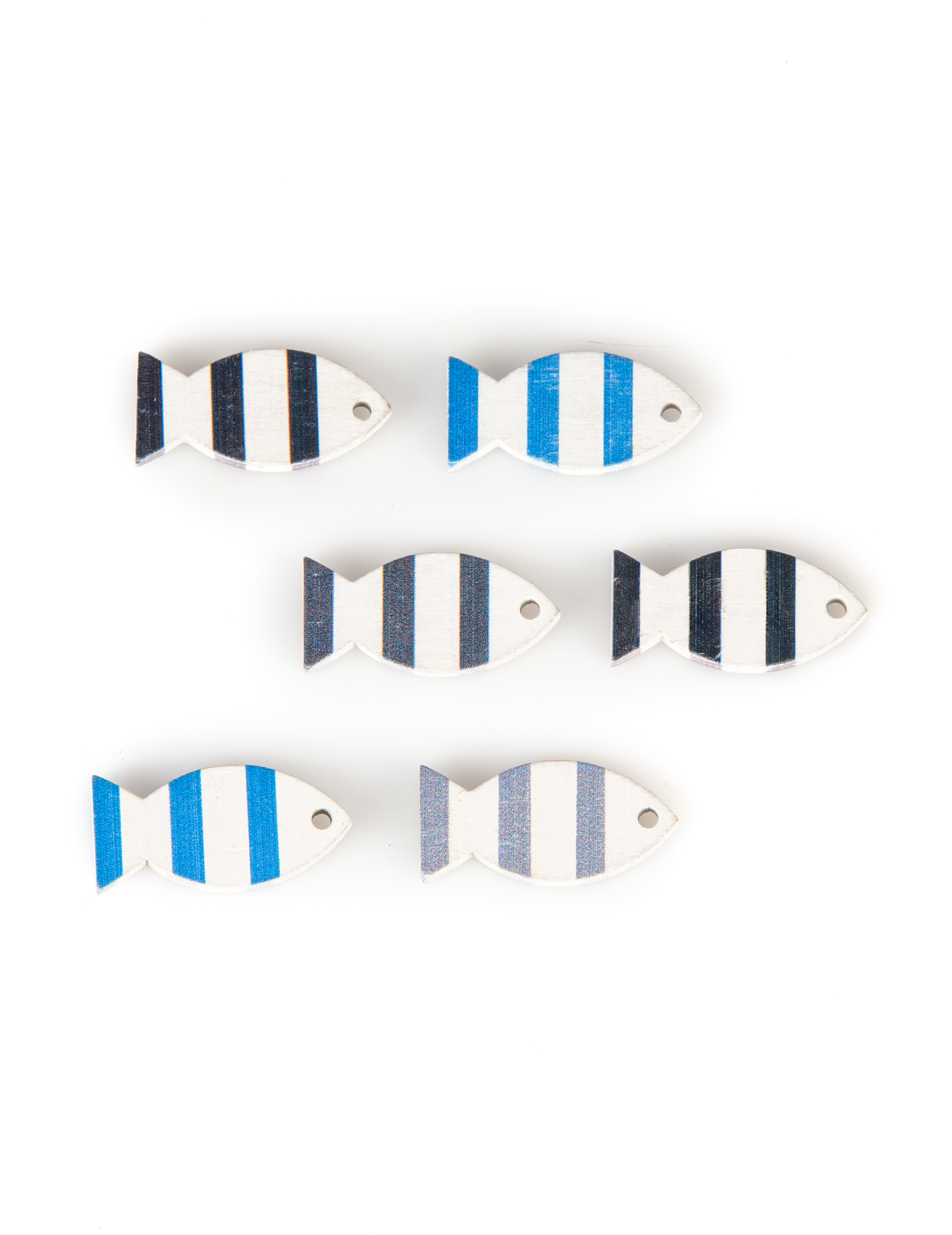 6 Deko Fische aus Holz Blau Grau 3 x 2 cm von HOBI