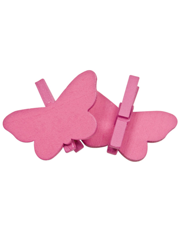 6 Deko Schmetterlinge auf Klammer Fuchsia von HOBI