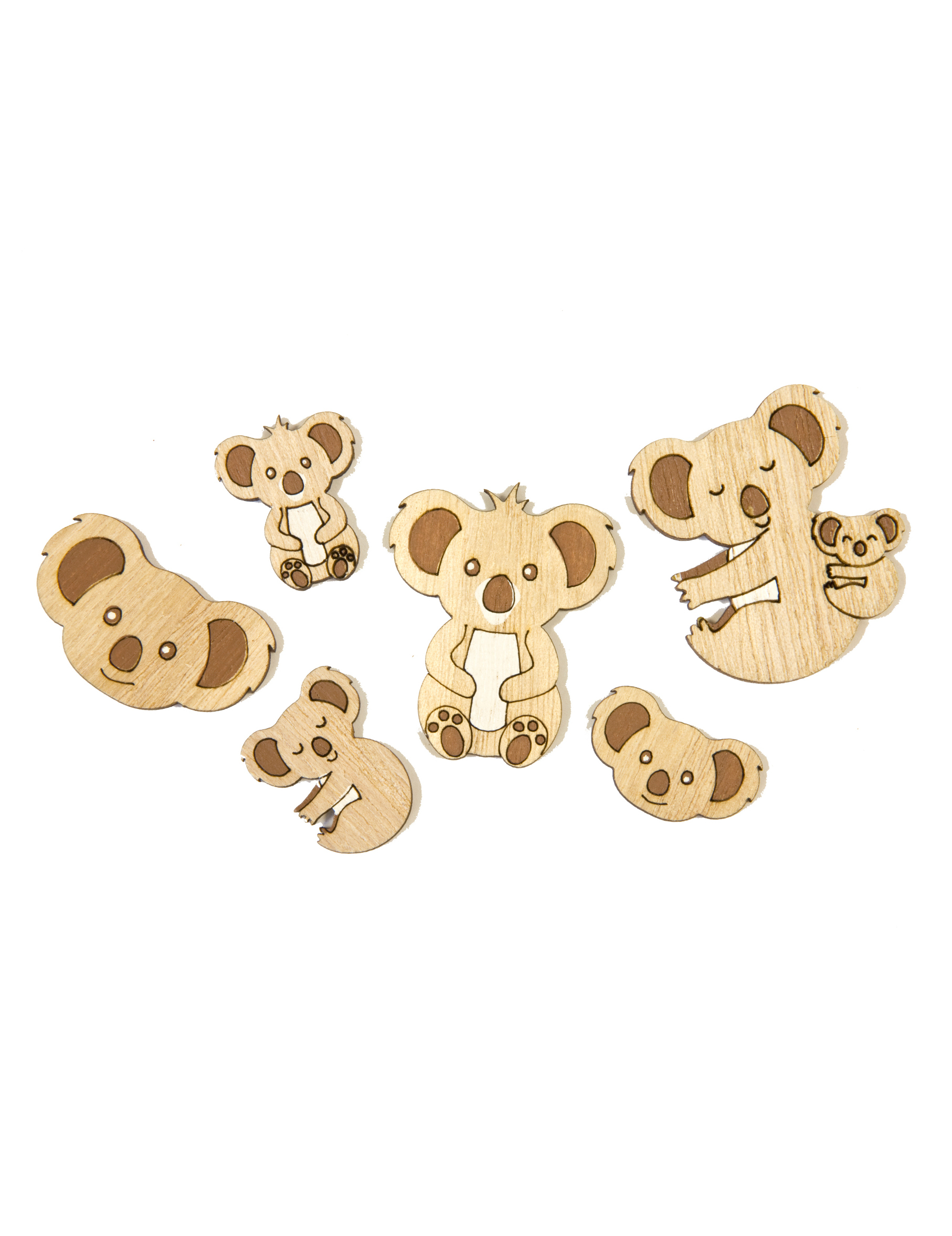 6 Koala Holz-Konfetti, 3,5 cm von HOBI