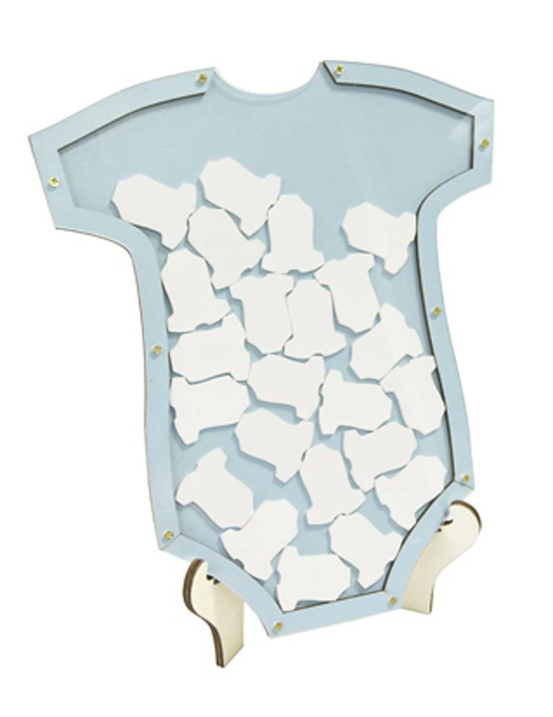 Baby-Body Gästebuch-Rahmen Blau Holz 24 Teile von HOBI