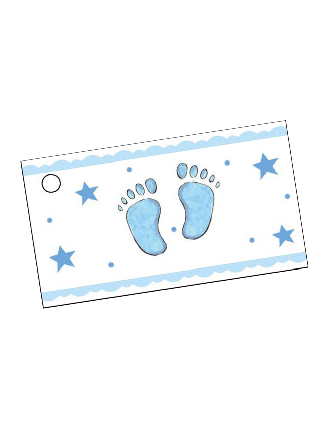 Etiketten Baby-Füße 10 Stück weiss-blau 9 x 2,5cm von HOBI