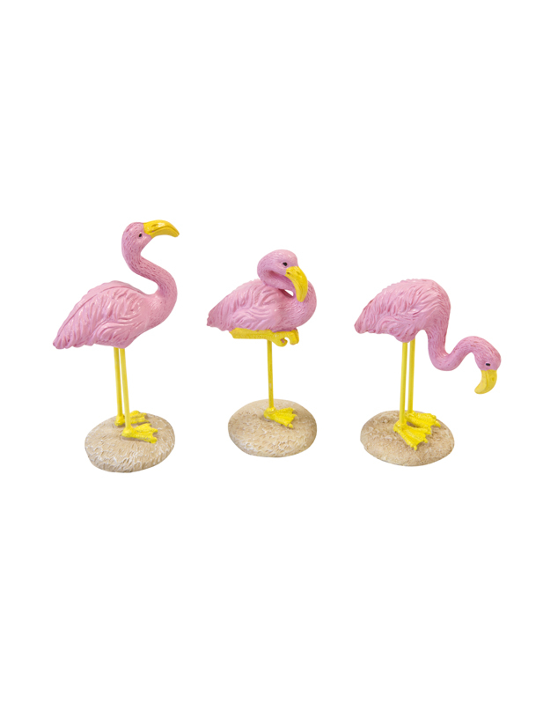 Flamingo-Figur aus Kunstharz 1 Stück pink-gelb 3,5 x 10 cm von HOBI
