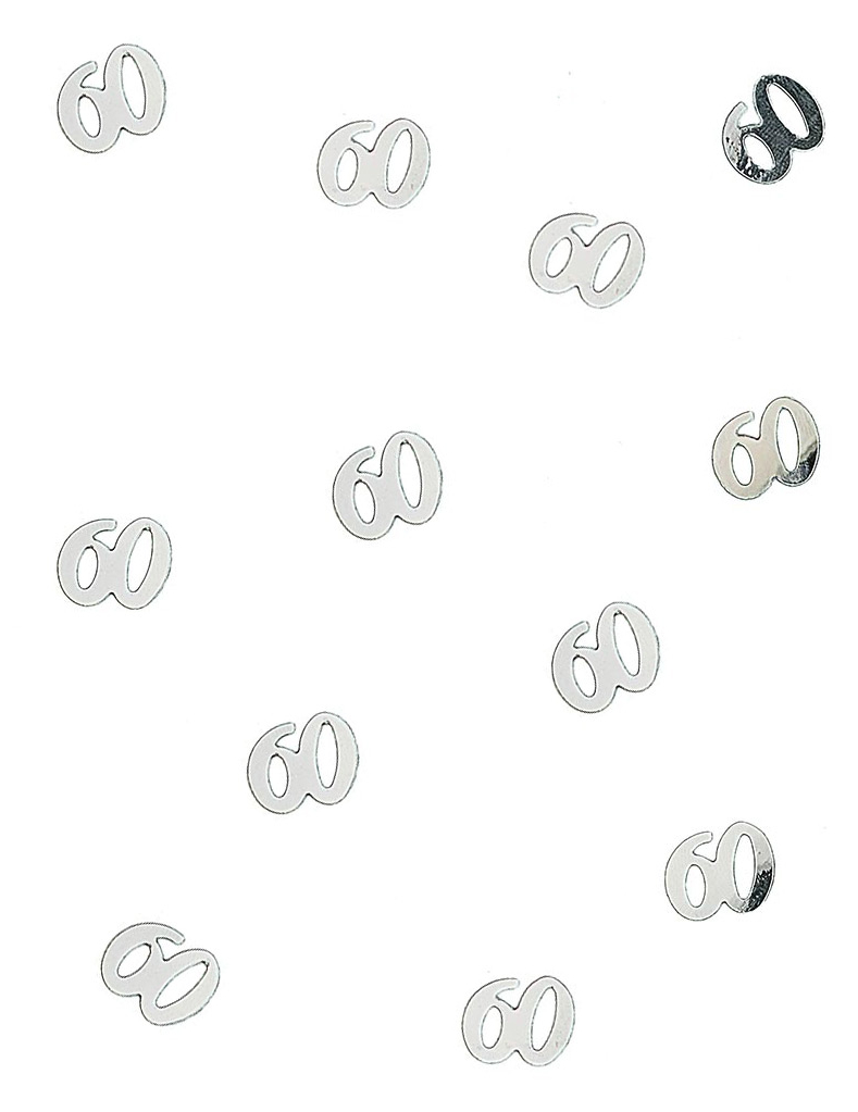 Geburtstags Tischdekoration Konfetti Zahl 60 silber 10g Geburtstags Tischdekoration Konfetti Zahl 60 silber 10g von HOBI