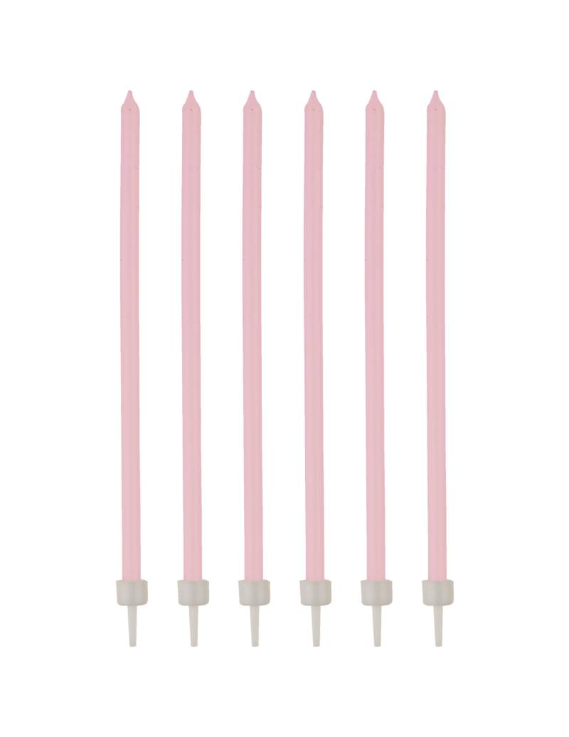 Geburtstagskerzen mit Halter 16 Stück rosa-weiss 12cm von HOBI