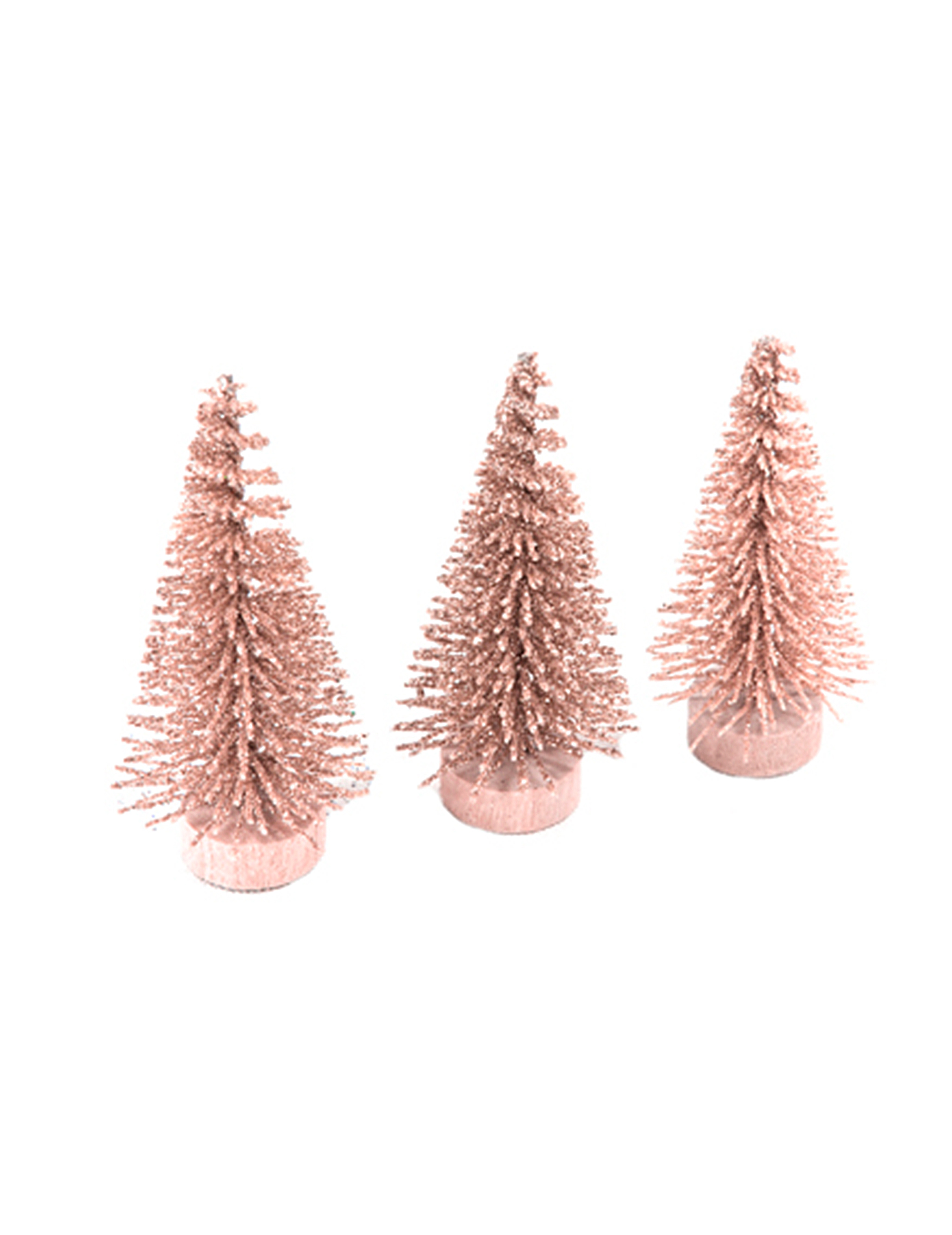 Glitzerndes Mini-Weihnachtsbaum Set 3 Stück roségold 5,5 x 2,5 cm von HOBI