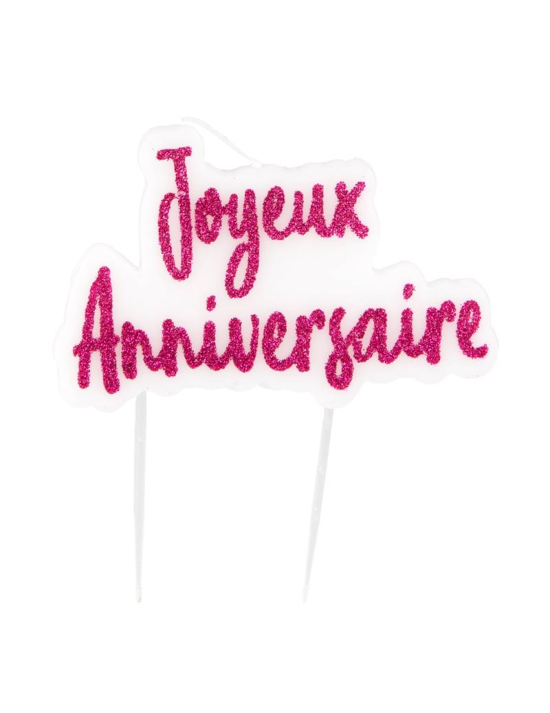 Happy Birthday Kuchenkerze auf Stecker, Fuchsia von HOBI