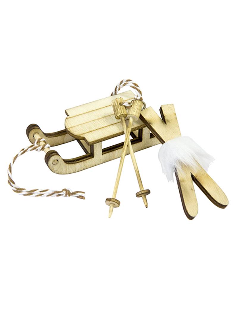 Holz-Deko Schlitten und Skipaar 7,8 x 3 cm für Weihnachten Holz-Deko Schlitten und Skipaar 7,8 x 3 cm für Weihnachten von HOBI