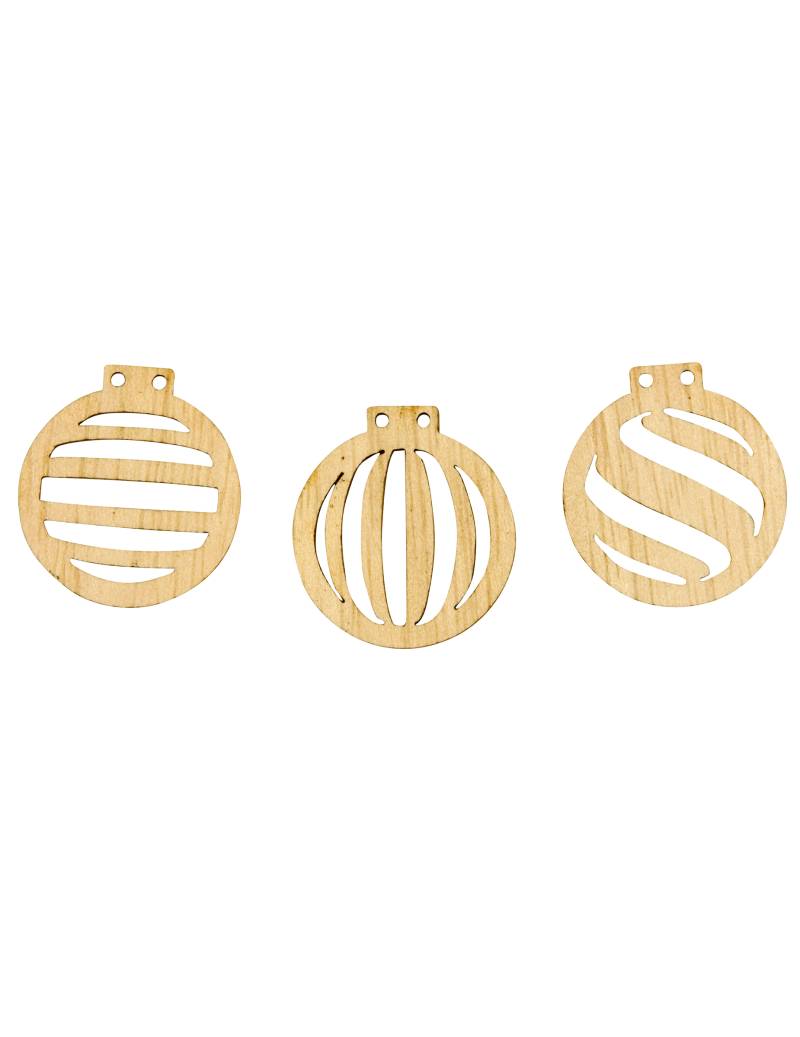 Holz-Konfetti Streudeko Weihnachtskugeln 18 Stück 2,5 x 2,3 cm von HOBI