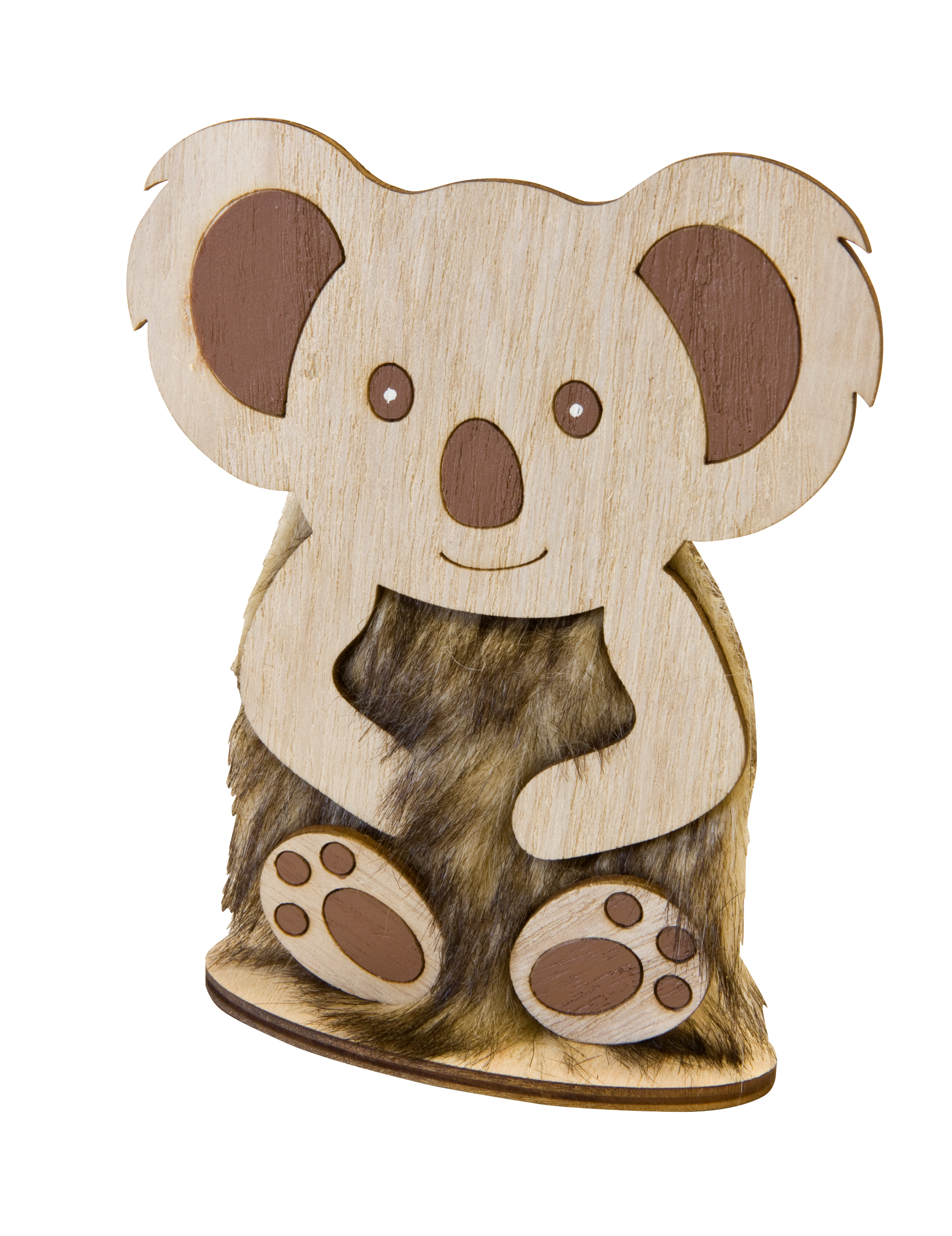 Kleine Koala-Dekoration aus Holz und Fell 15,5 x 8 cm Kleine Koala-Dekoration aus Holz und Fell 15,5 x 8 cm von HOBI
