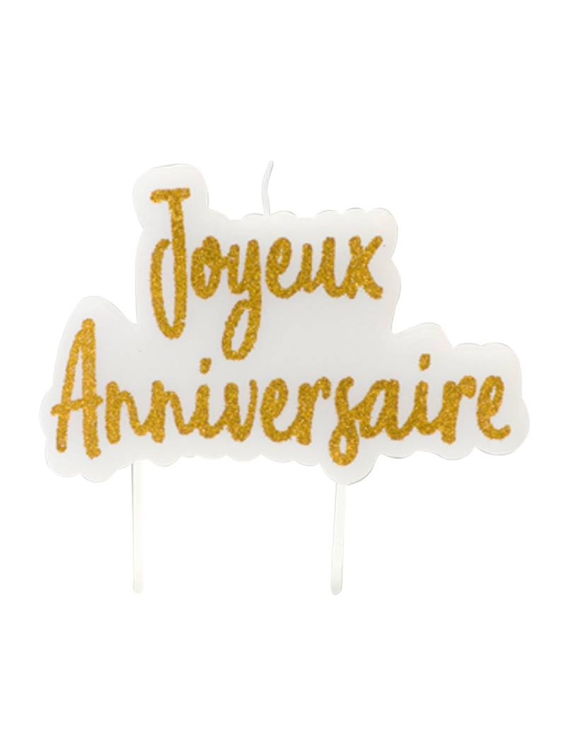 Kuchenkerze Happy Birthday Gold 8 x 5 cm von HOBI