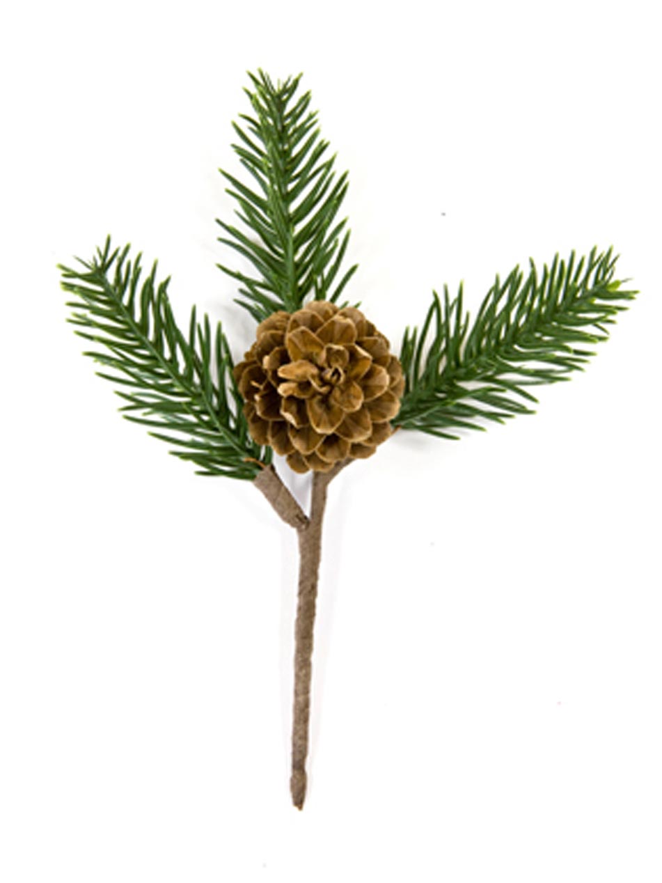 Lärchen-Zweig mit Zapfen Weihnachts-Tischdeko braun-grün 15 cm von HOBI