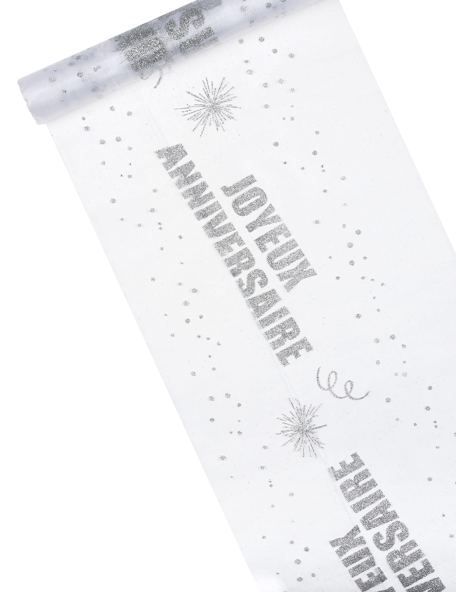 Organza Tischläufer Happy Birthday Silber 29 cm x 5 m von HOBI