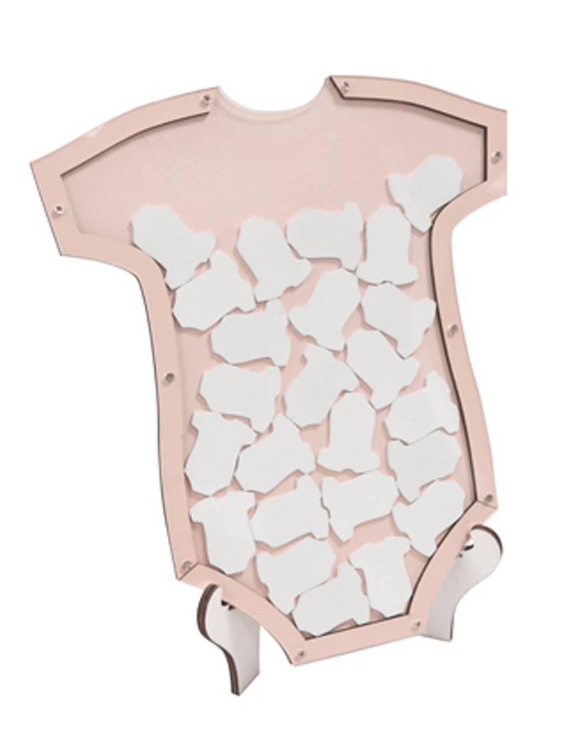 Rosa Baby-Body Rahmen Gästebuch 24 Teile 25 x 24 cm aus Holz Baby Shower von HOBI