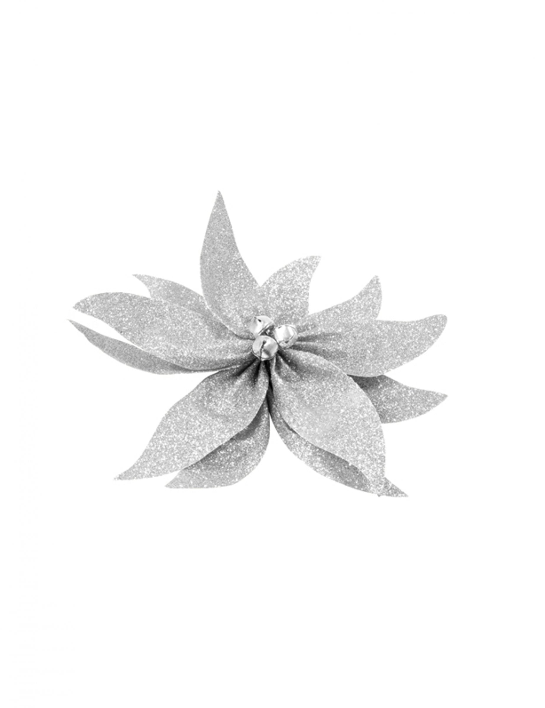 Silberner Poinsettia-Knoten mit Glöckchen 20 cm Weihnachtsdeko Silberner Poinsettia-Knoten mit Glöckchen 20 cm Weihnachtsdeko von HOBI